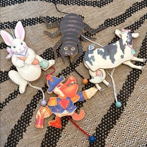 Vintage Midwest Importers “Jumping Jack” Pull Puppets, Bundle Of 4